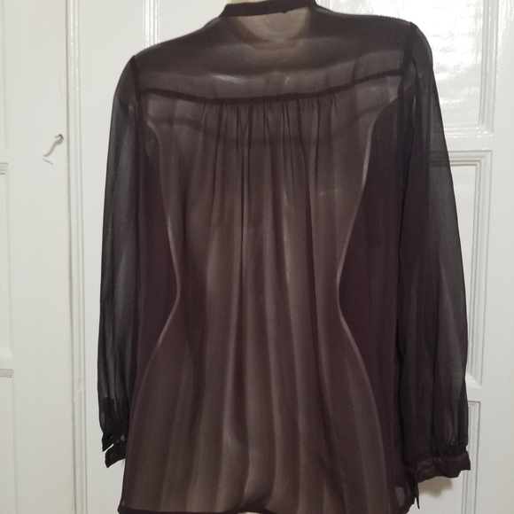 90s Sheer Deep Burgundy Blouse - Picture 4 of 5